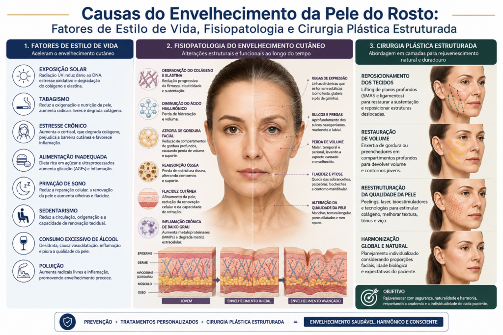 causas do envelhecimento da pele do rosto